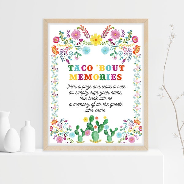 Pick a Page and Leave a Note Fiesta Memory Book Sign PRINTABLE Taco bout memories Baby Shower Guest Book Alternative, Instant Download