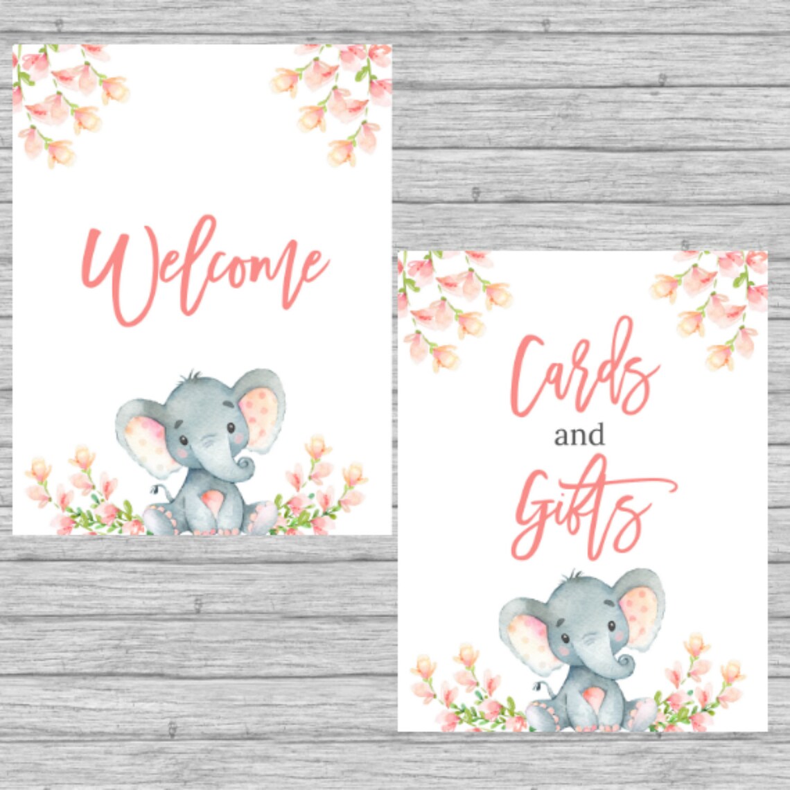 Pink Elephant Baby Shower Table Signs Printable Elephant Baby | Etsy