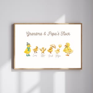 Estampa personalizada de patinhos da Nanny's Flock: presente para a família e netos (arquivo digital)