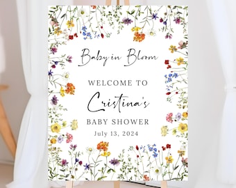 Wildflower Baby Shower Welcome Sign: Spring Floral (Digital Printable)