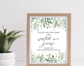 Greenery Watch Me Grow Sign: Succulent Baby Shower Decor (Digital Download)