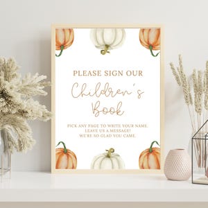 Please Sign Our Children’s Book Sign, Little Pumpkin Baby Shower Guestbook Sign, Children Book Sign, Shower Guest Sign, Fall, Autumn