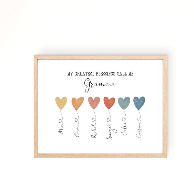 Grandchildren Names Sign Printable Heart Grandkid List Etsy