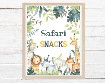 Safari Snacks Sign, Safari Animal, Jungle Birthday, Jungle Animal sign, Wild Animals Sign, Dessert Table, Animal Safari Party, PRINTABLE