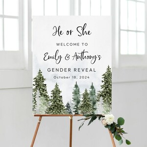 Adventure Gender Reveal welcome sign, Printable he or she minimalist sign, Baby shower, Gender Reveal Poster, Digital Welcome sign