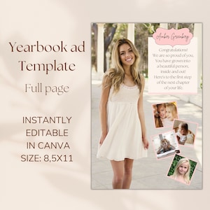 Senior Ad, Senior Ad Template ganzseitig, Canva Template Foto Collage bearbeitbare Jahrbuchseite, Abitur, 8,5 x 11 Inch