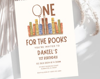 Book Birthday Invitation: Library Theme Party (Editable Instant Download)