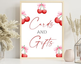 Cherry Baby Shower Sign: Cards and Gifts, Editable Template (Digital File)