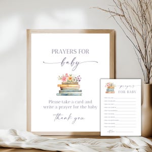 Tarjeta de oración por un bebé: Tema de cuento, plantilla editable (descarga inmediata)