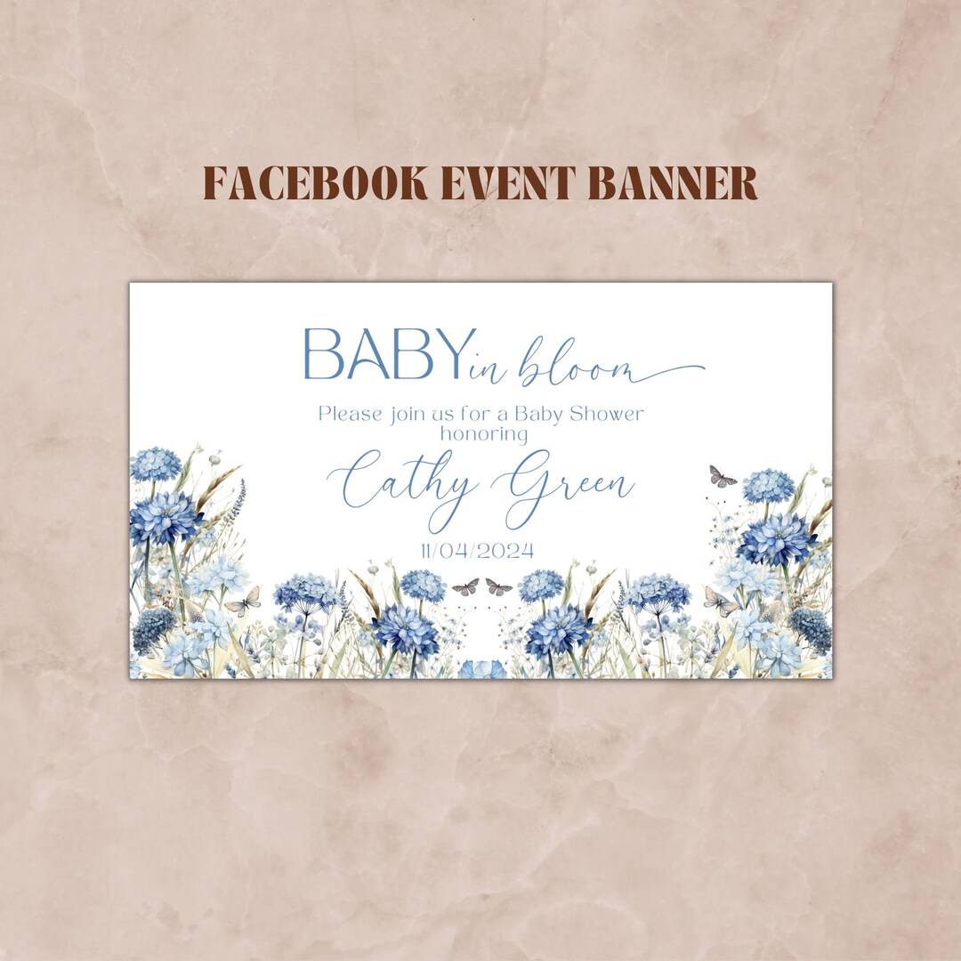 EDITABLE Facebook Event Photo Wildflower Baby Shower, Wildflower Baby Shower Facebook Event