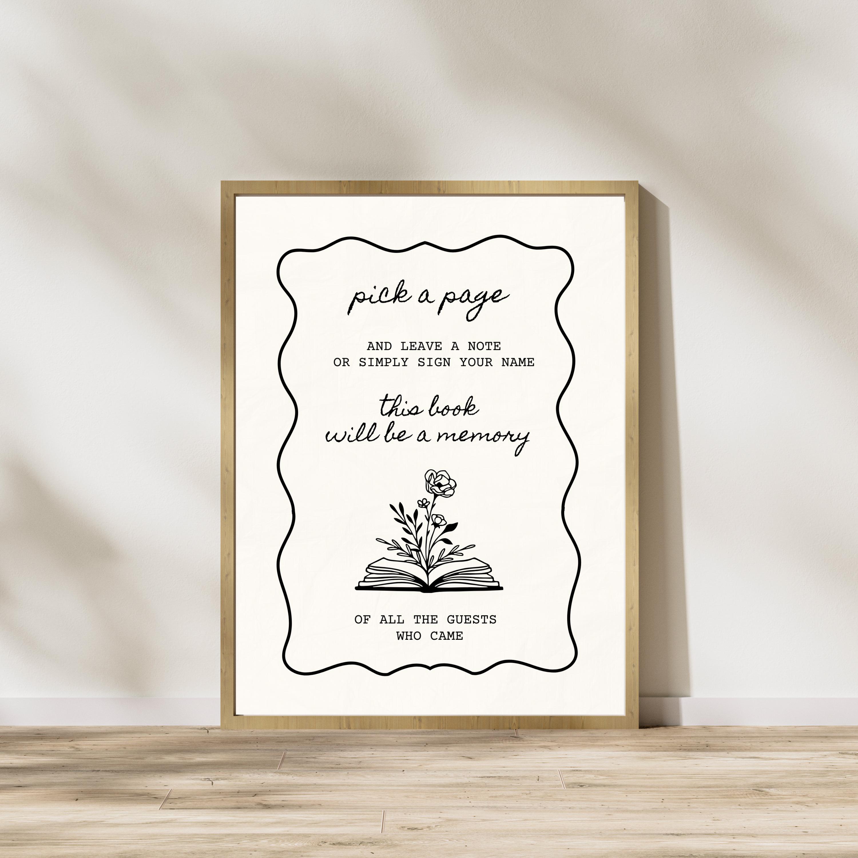 Hand Drawn Memory Book Sign: Baby Shower Guest Book (Digital Download)