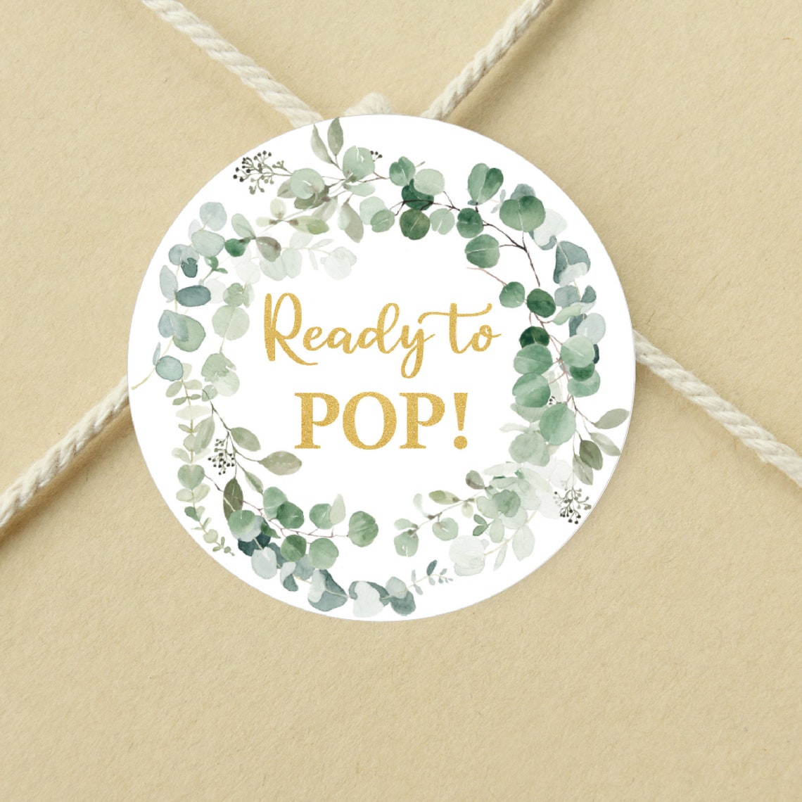 Ready to POP Labels Printable Greenery Gold Favor Toppers - Etsy