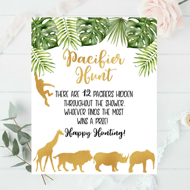 Pacifier Hunt Game Safari Pacifier Hunt Game Printable Baby - Etsy