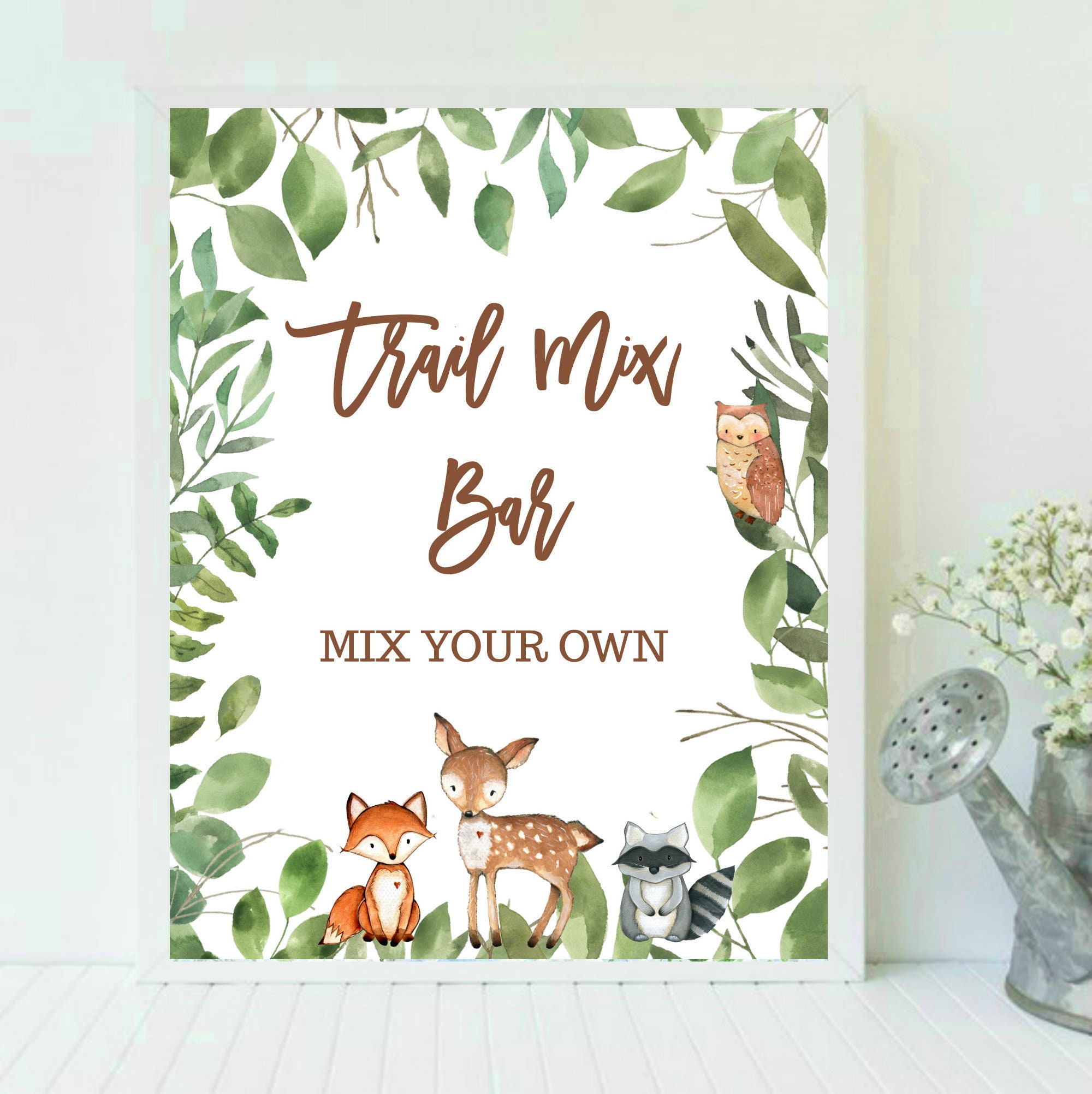 Woodland Trail Mix Bar Sign Printable Instant Download Etsy