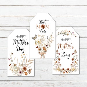 Etiqueta para el día de la madre, 3 diseños Etiqueta para regalo del día de la madre, Etiqueta para regalo con flores silvestres, Etiquetas para mamá, Etiqueta imprimible, Descarga instantánea, Imprimible