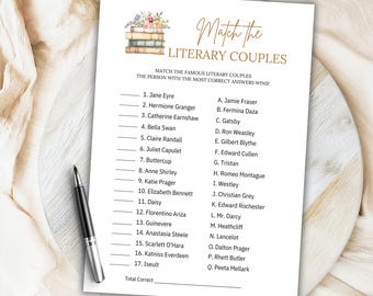 Gioco di coppia a tema letterario: quiz per feste a tema libri (PDF stampabile)