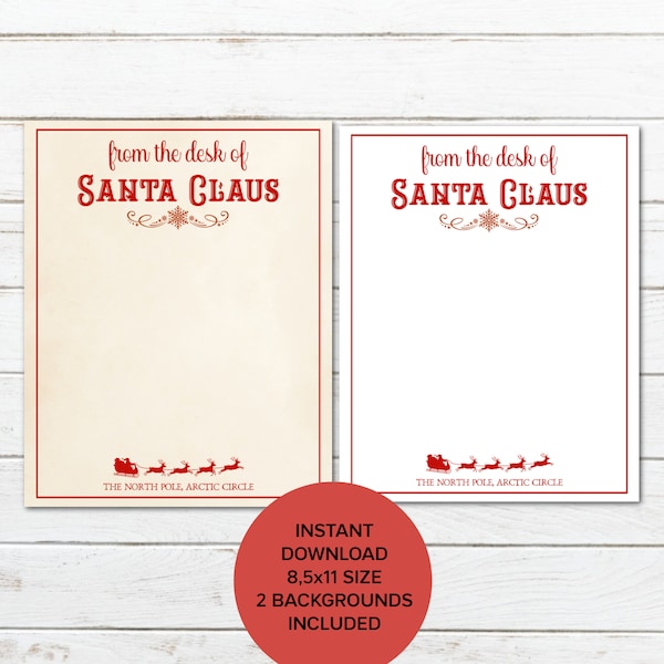 Santa Letterhead Vintage Christmas Style Blank and Editable Letter from Santa Printable Download