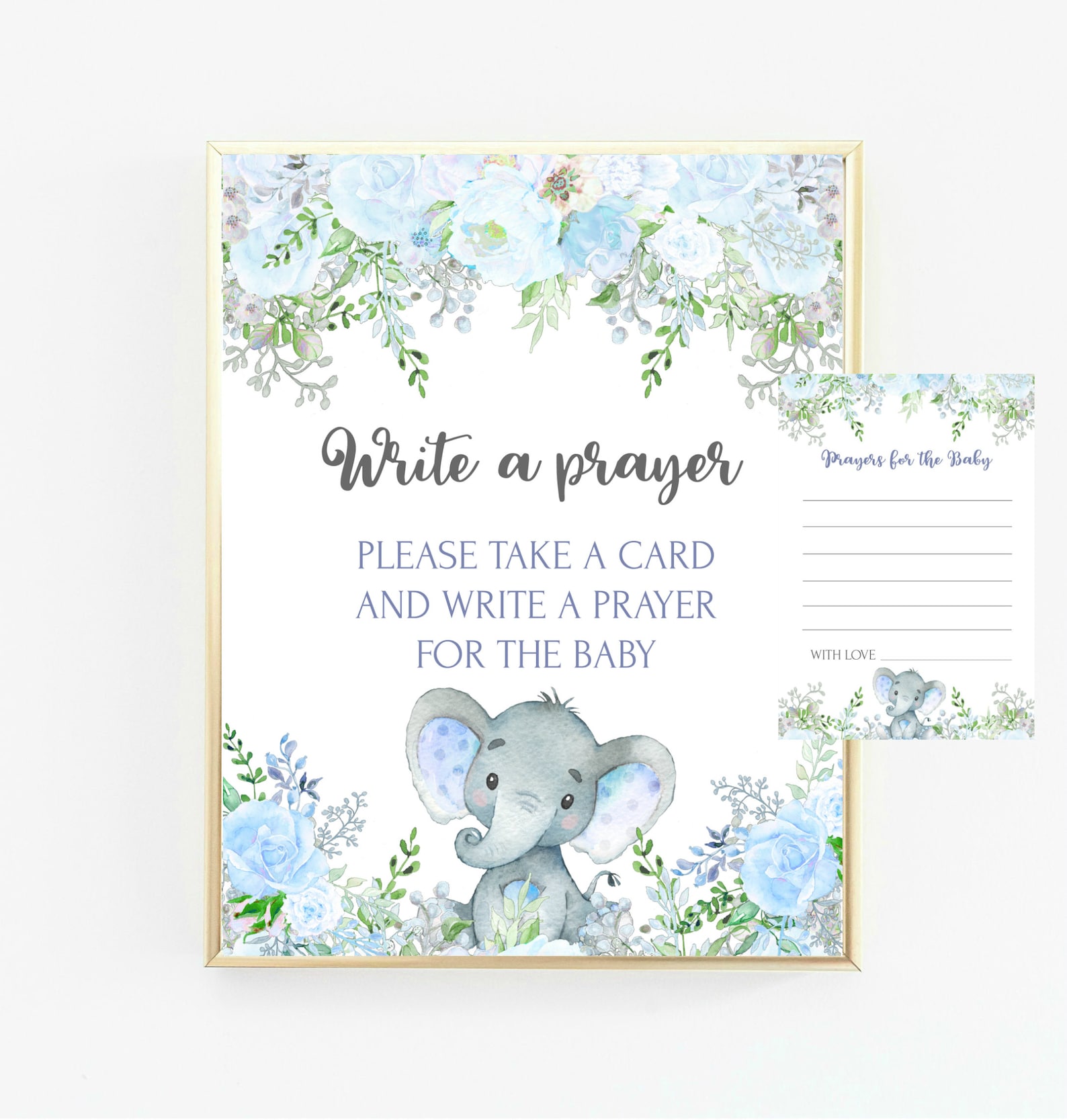 Write a Prayer Sign Blue Elephant Sign Prayers for the Baby - Etsy