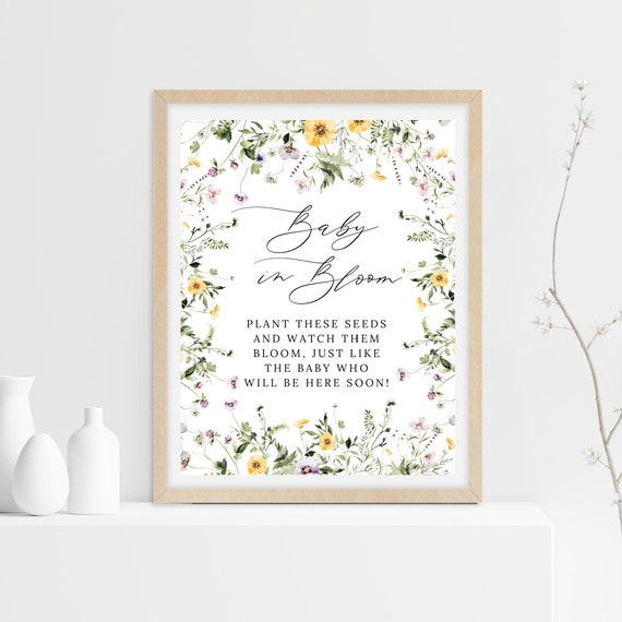 Baby in Bloom Sign: Wildflower Seed Favors (Digital Download)