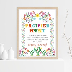 Fiesta Pacifier Hunt Game Sign: Baby Shower Activity (Digital File)