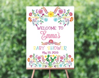 PRINTABLE Fiesta Baby Shower Welcome Sign, Fiesta Shower Taco Bout a Fiesta Baby Shower, Mexican Floral Welcome, Mexican Baby Shower