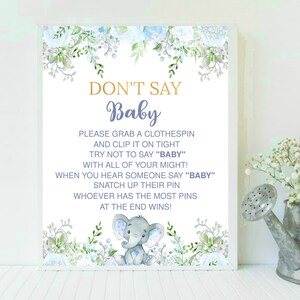 Blue Elephant Don't Say Baby, Don't Say Baby Sign, Printable Don't Say ...