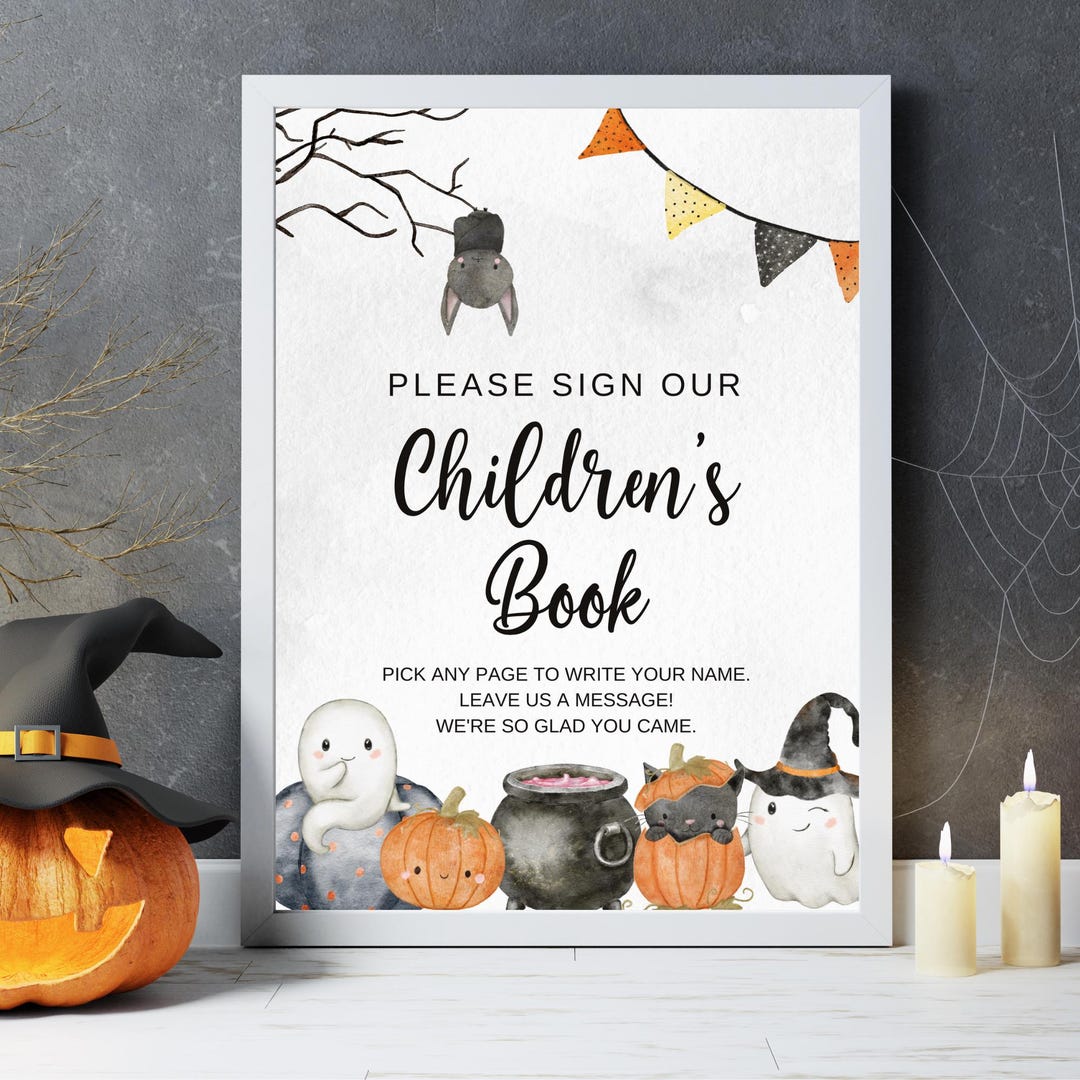 Please Sign Our Children’s Book Sign, Halloween Boo Baby Shower ...