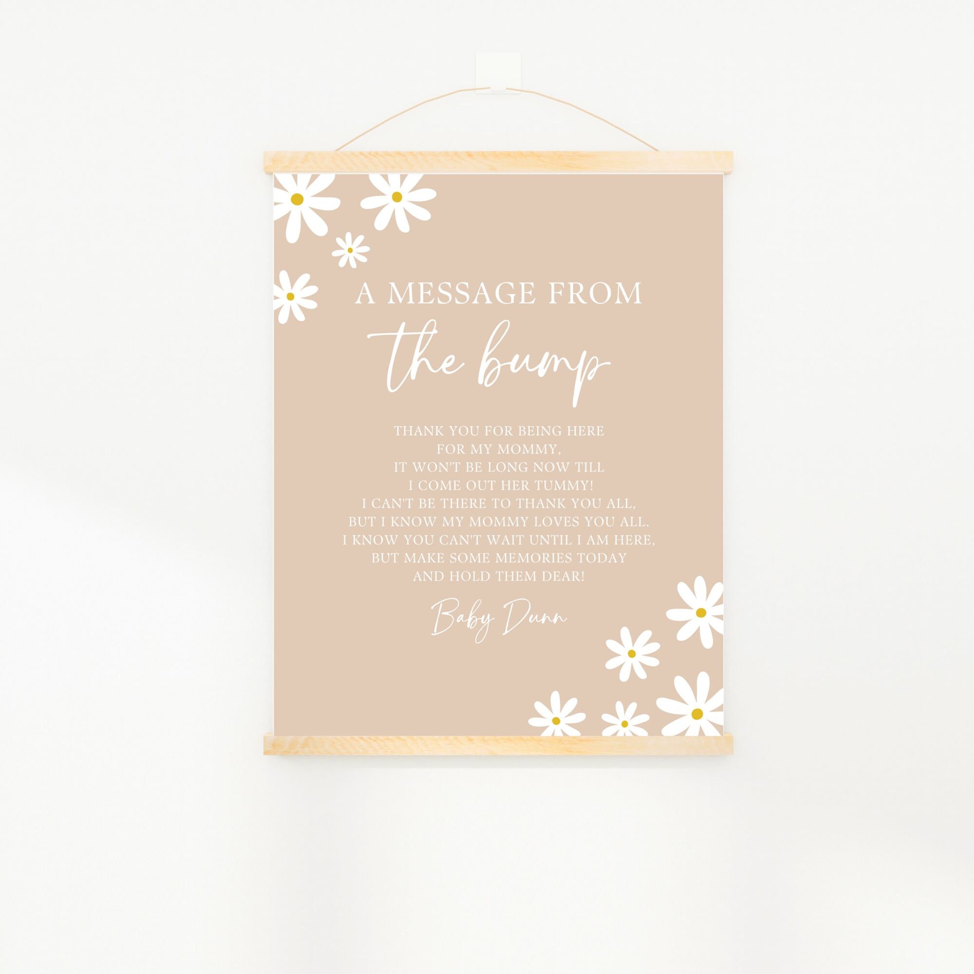 Boho Floral Daisy 'message From the Bump' Sign (editable Digital File ...