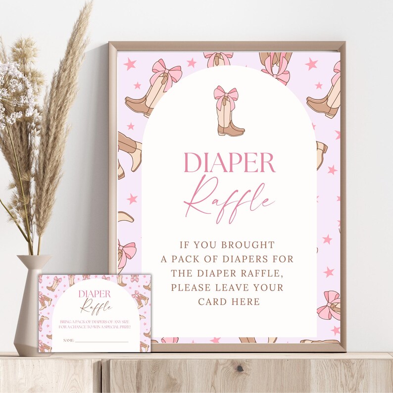 Boots and Bows Diaper Raffle Sign & Tickets (digital Download) - Etsy