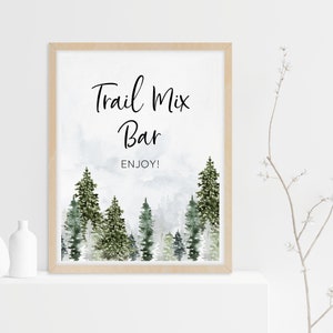 Trail Mix Bar Sign - Printable, Adventure Mountain Instant Download Forest Trail Mix Bar Baby Shower Sign - Mountain Themed Trail Mix