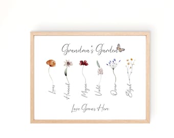 Personalized Grandma's Garden Sign: Floral Bouquet Names (Digital Download)