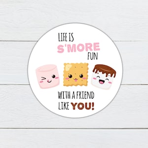 Life Is S&#39;more Fun Printable Tag: Rosa Gastgeschenk (Instant Download)