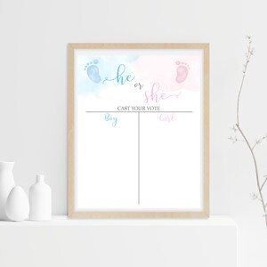 Gender Reveal Voting Poster, Fußabdruckabstimmung, Gender Reveal Party, Baby Fuß Abdruck Junge Mädchen, Gender Reveal Printable, Er oder Sie Aktivität