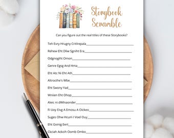 Floral Storybook Scramble Baby Shower Game (Printable)