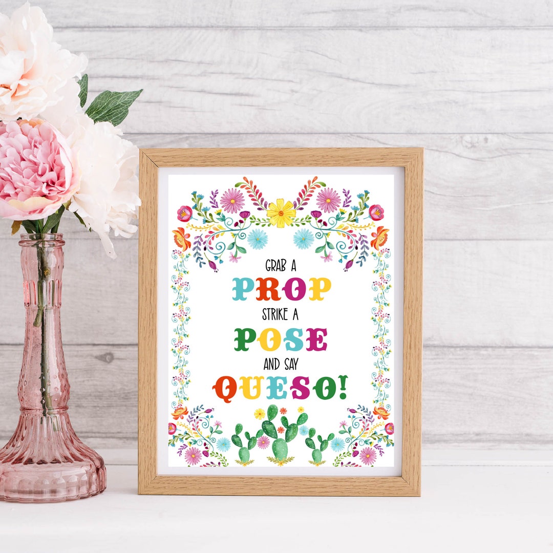 Fiesta Photo Booth Party Sign, Fiesta Table Sign, Grab a Prop Strike a ...