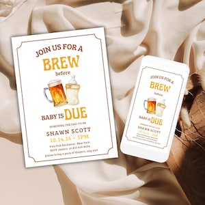 Invitación para fiesta de pañales de Brews and Bottles: editable con temática de cerveza (imprimible)
