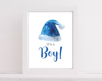 Its a Boy Sign Printable Announcement, Santa Sign Boy Baby Shower Decorations Winter It's A Boy Instant Download, PRINTABLE