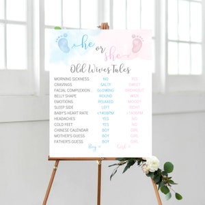 Footprint Gender Reveal Game: Old Wives Tales Printable Sign (Digital Download)
