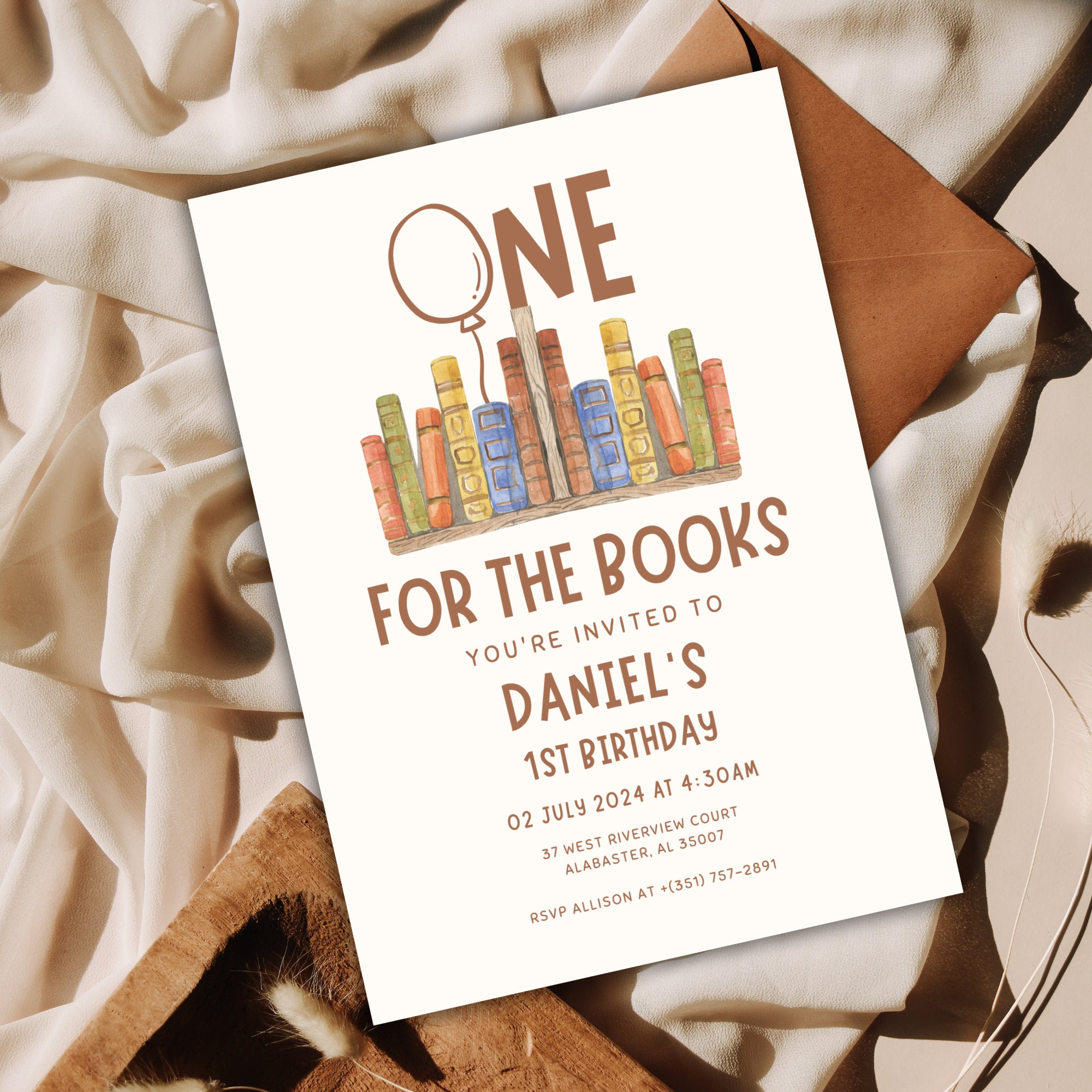 Book Birthday Invitation: Library Theme Party (editable Instant ...