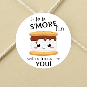 Life Is s&#39;more fun Printable Tag, S&#39;mores Tag, Party Favor Tag Gift Tag, Circle Printable Tag, Instant Download Favors, Printable