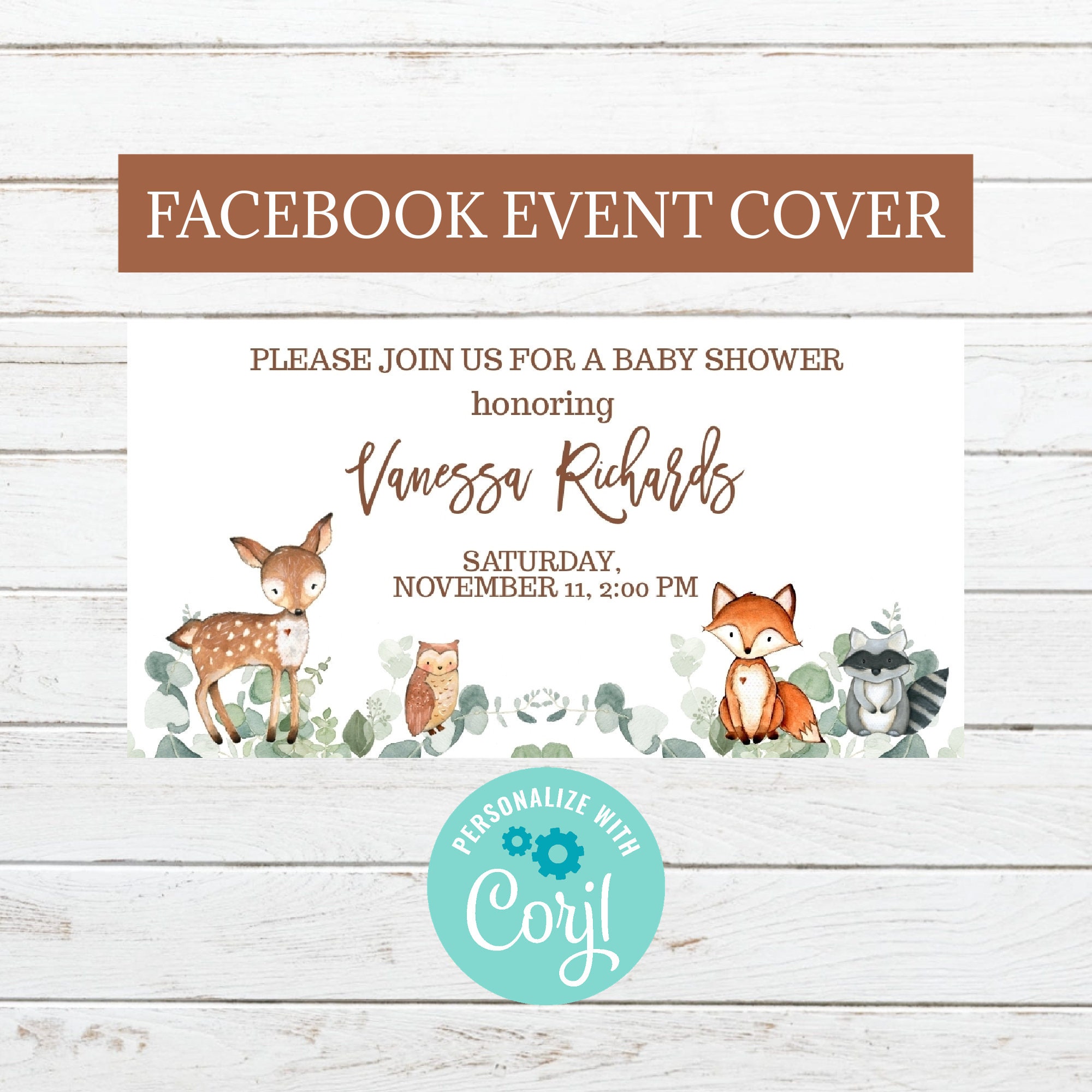 EDITABLE Baby Shower Facebook Event Cover Foto Wald Baby Etsy