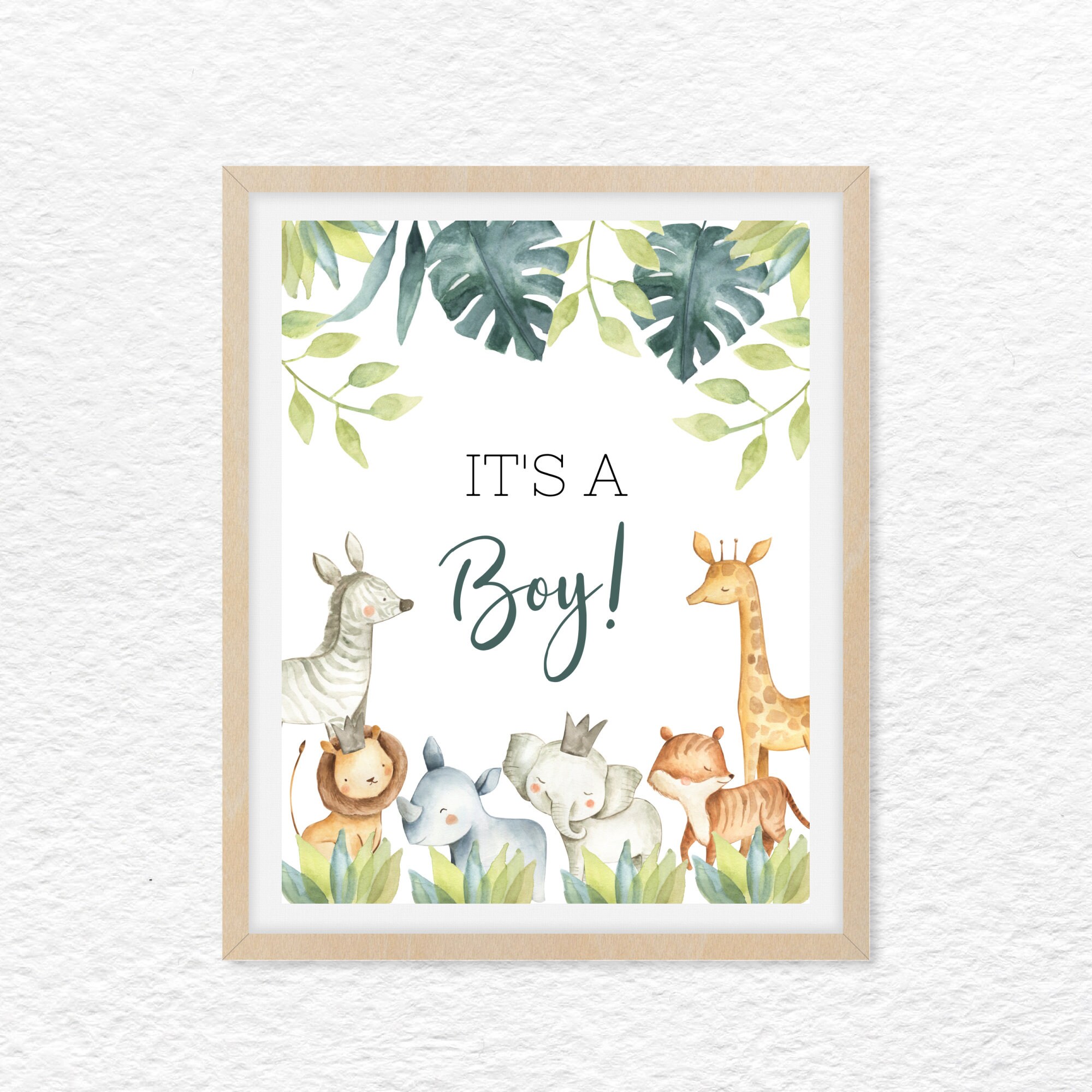 Its a Boy Sign Printable Jungle Safari Sign Boy Baby Shower Etsy UK