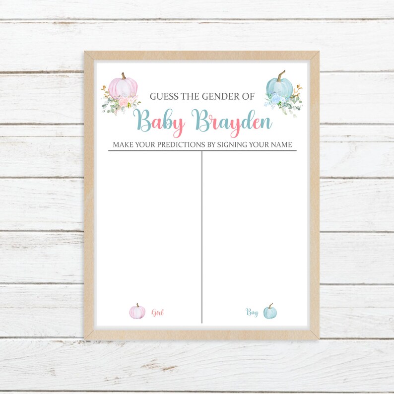 Guess the Gender Poster Personalized Printable Pumpkin - Etsy