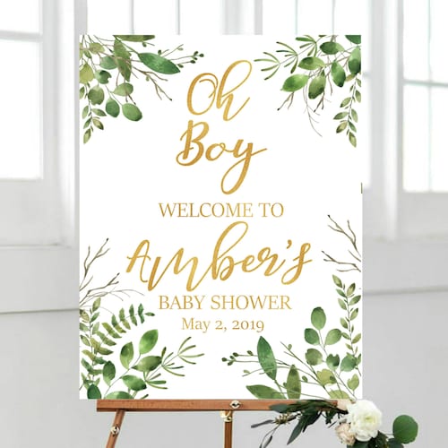 Greenery Baby Shower Welcome Sign Printable Large Welcome - Etsy