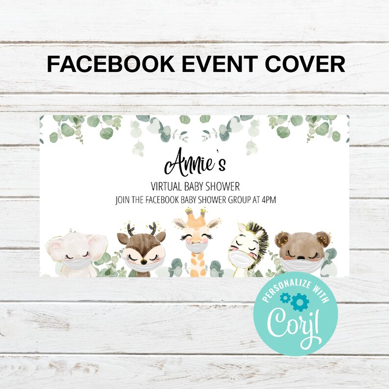 EDITABLE Virtual Baby Shower Facebook Event Cover Photo Baby Etsy