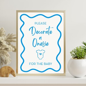 Decorate a onesie, Wavy baby shower, Baby Outfit Sign, Onesie decorating station, Decorate a Outfit
