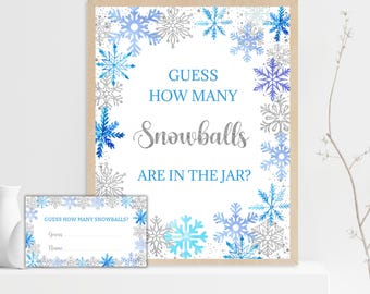Snowflake Baby Shower Game: Guess How Many Snowballs (Digital Download)