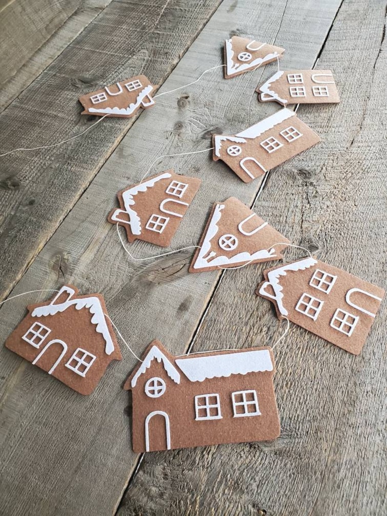 Gingerbread House Garland Neutral Christmas Decor | Etsy