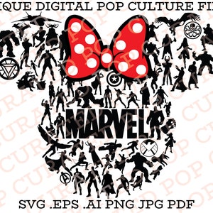 Minnie Mouse Superhero Comic Book Collage Pretpark Theme Park Theme Ride Captain America Iron Man Hulk T-Shirt File