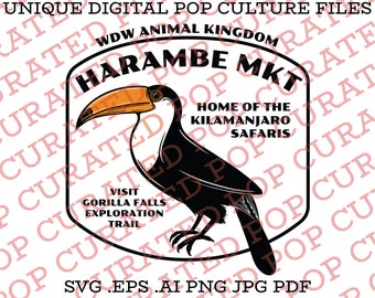 Harambe Market Animal Kingdom Avatar Pandora Na'vi River Africa Tree of Life Toucan Tropical Bird Amazon Jungle Cruise Gorilla Elephant SVG